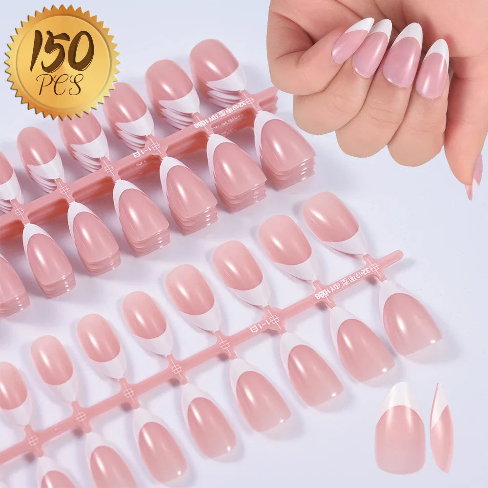 576PCS Colorful Press-On Fake Nails Set – Black & Red Oval/Square Short Full Cover Nail Tips for Salon-Style Nail Art