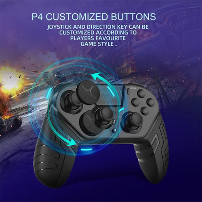 Wireless PS4 Controller with Dual Vibration - Bluetooth Gamepad with Programmable Turbo Function for PS4, Android, iOS, PC Joystick