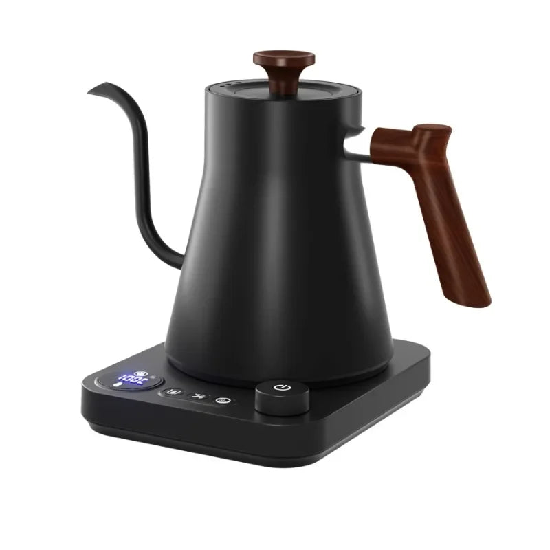 Electric Gooseneck Kettle 900ml — Smart Hand Brew Coffee Pot with Temperature Control & Rapid Heating, 110V/220V