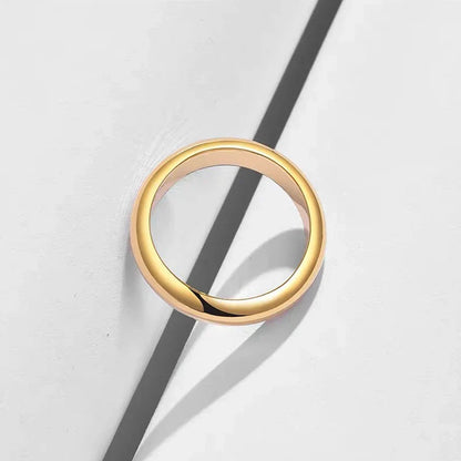 Non-Fading Fine 4mm Round 18K Gold Ring - Simple Wedding Band for Women & Men, Lover's Couple's Gift Jewelry