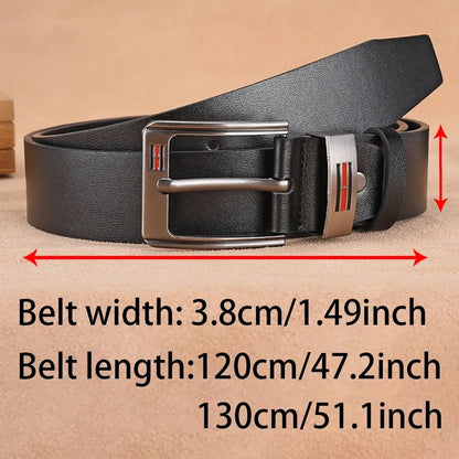 Genuine Leather Men's Belt – High-Quality Buckle, Cowskin Casual & Business Waistband, Cowboy Fashion 2024 New