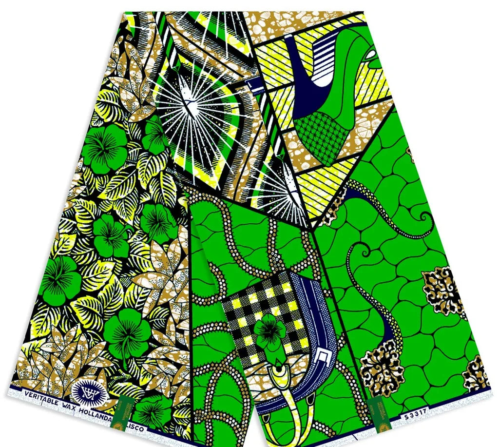 Original African Wax Print Fabric - 6 Yards Soft 100% Cotton Nigerian Ankara Pagne Batik Material