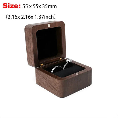 Personalized Walnut Wooden Ring Box - Custom Name Engagement & Wedding Anniversary Gift