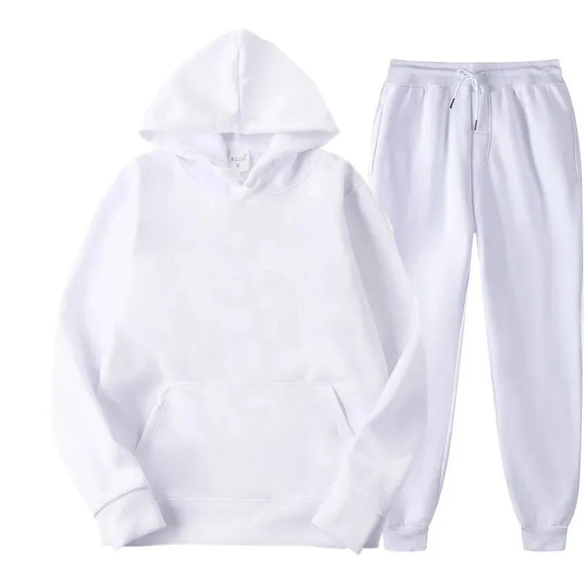 Men's Autumn/Winter Solid Hoodie & Pants Set — Casual Sports Two-Piece (S–4XL)