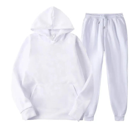 Men's Autumn/Winter Solid Hoodie & Pants Set — Casual Sports Two-Piece (S–4XL)