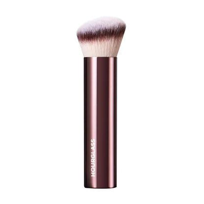 Angled Foundation Makeup Brush — High-Quality Powder Brush with Metal Handle and Aluminum Tube