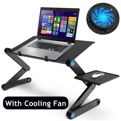 Adjustable Aluminum Laptop Stand & Lap Desk with Mouse Pad – Portable Cooling Riser Table for Bed & Desktop