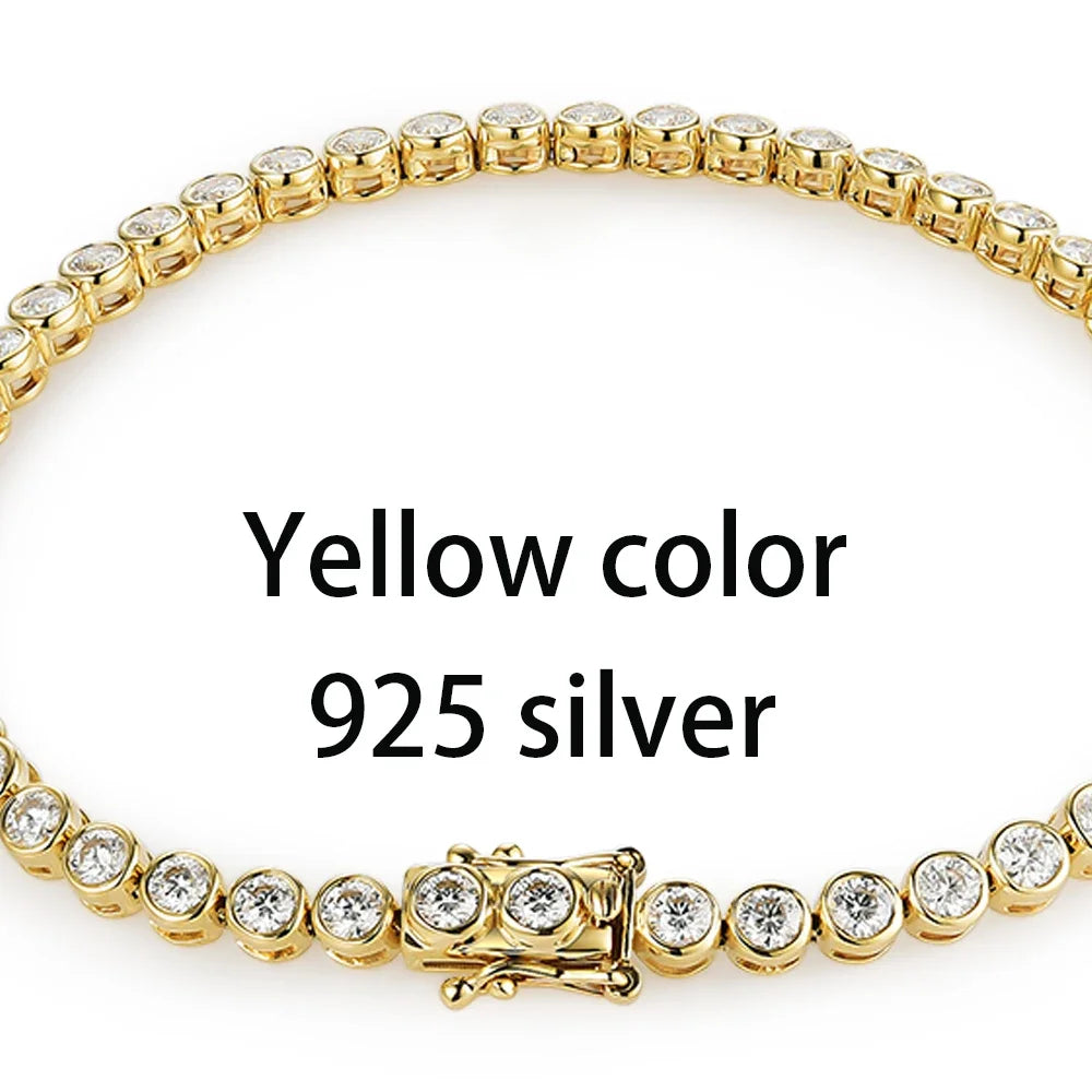 Kuololit Bezel Set Moissanite Tennis Bracelet – Solid 14K/10K/925 Silver, Round D VVS1 for Women, Engagement & Christmas Jewelry