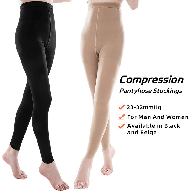 Women's Medical Compression Pantyhose Stockings: 20-30mmHg Footless Graduated Support - Varicose Veins Relief, Sizes M-5XL