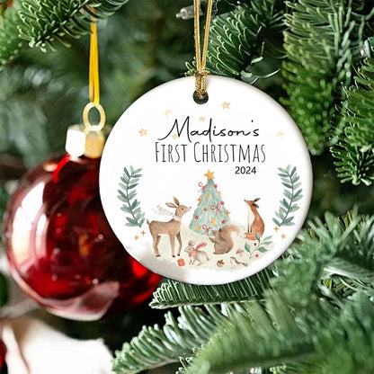 Personalized First Christmas Baby Ornament – Custom Ceramic Holiday Keepsake Gift