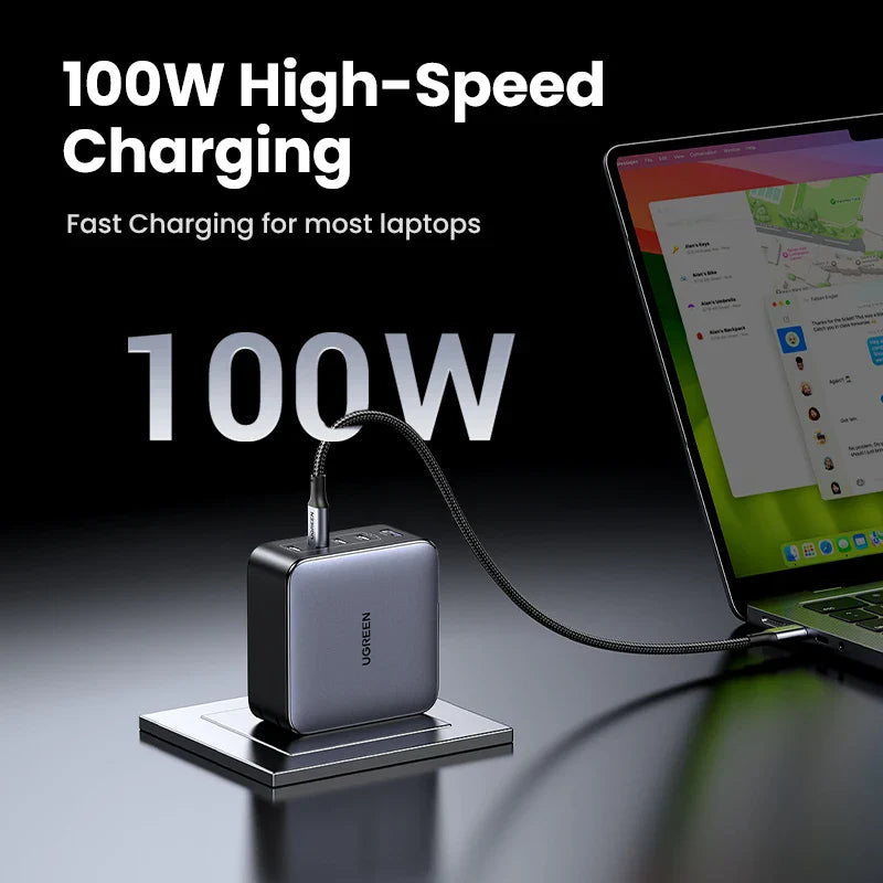 UGREEN 100W GaN 5-Port USB-C Charger – Fast Charger QC4.0/3.0 PPS for MacBook, Laptop, iPhone 16/15/14 Pro, Tablet