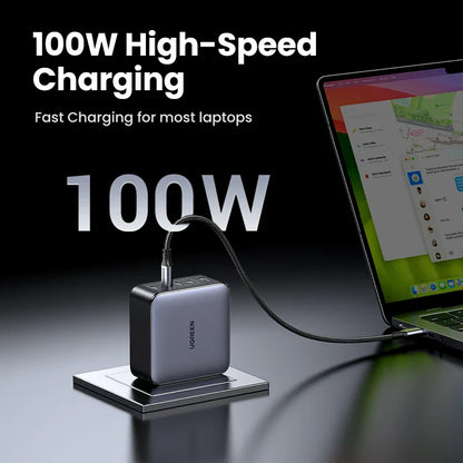 UGREEN 100W GaN 5-Port USB-C Charger – Fast Charger QC4.0/3.0 PPS for MacBook, Laptop, iPhone 16/15/14 Pro, Tablet