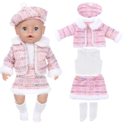 18-Inch Girl Doll Clothes – Pink Coat & Office Dress Outfit, Baby Girl Doll Gift Toy