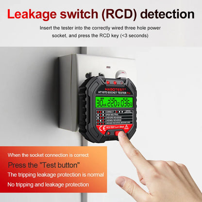 HABOTEST HT107 Pro Socket Tester - Voltage & Polarity Detector | EU Plug Ground, Zero Line, Phase Check