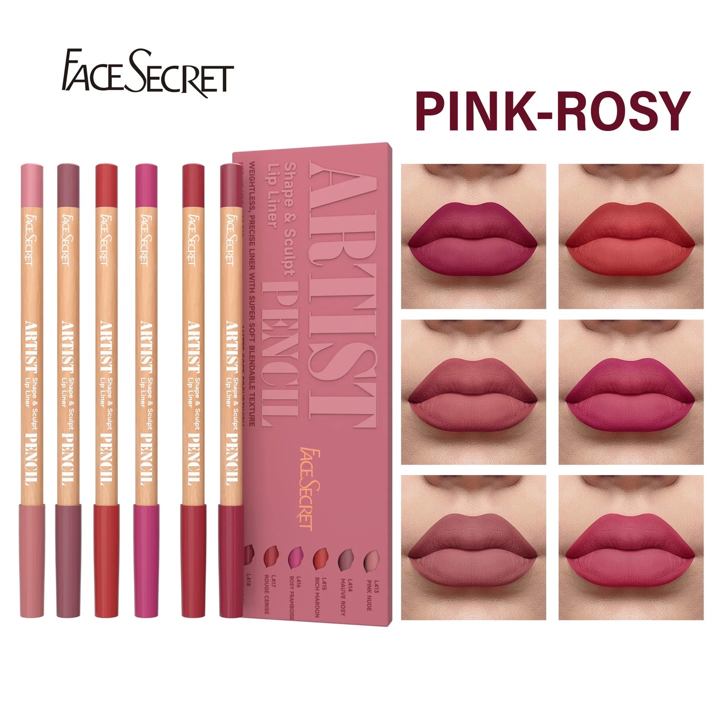 Face Secret Artist Shape Sculpt Matte Lip Liner Pencil Set – Weightless, Precise & Soft Blendable Texture