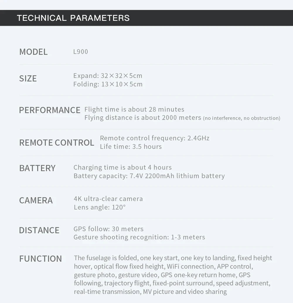 Drone L900 Pro 4K – Professional 5G GPS HD Dual Camera Photography, Brushless Foldable Quadcopter, 1.2KM Distance RC Drone Toys