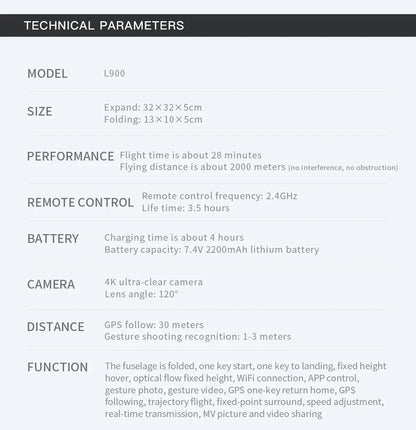 Drone L900 Pro 4K – Professional 5G GPS HD Dual Camera Photography, Brushless Foldable Quadcopter, 1.2KM Distance RC Drone Toys