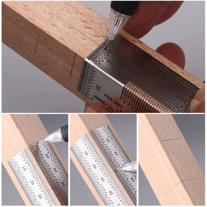 High Precision T-Type Scale Ruler — Stainless Steel Woodworking Scribing & Marking Gauge