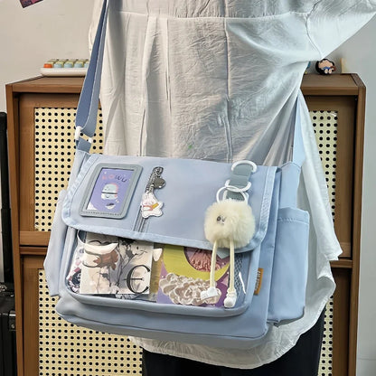 Y2K Transparent Ita Crossbody Bag – DIY Badge Display School Bag for Teenage Girls