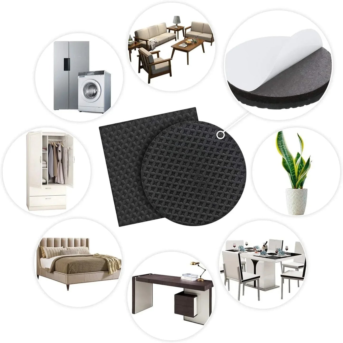 44PCS Non-Slip Furniture Grippers – Self-Adhesive Rubber Pads for Legs & Hardwood Floor Protection