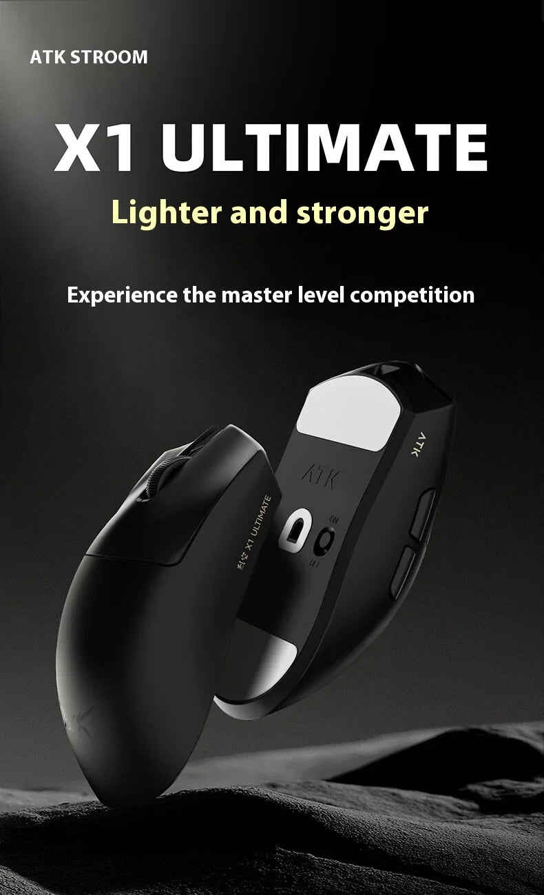 NEW ATK X1 Ultimate Wireless Gaming Mouse — PAW3950 Ultra, 8K Polling Rate, 2.4G, 0.3ms, 500mAh, 750IPS, 42,000 DPI for PC & Laptop