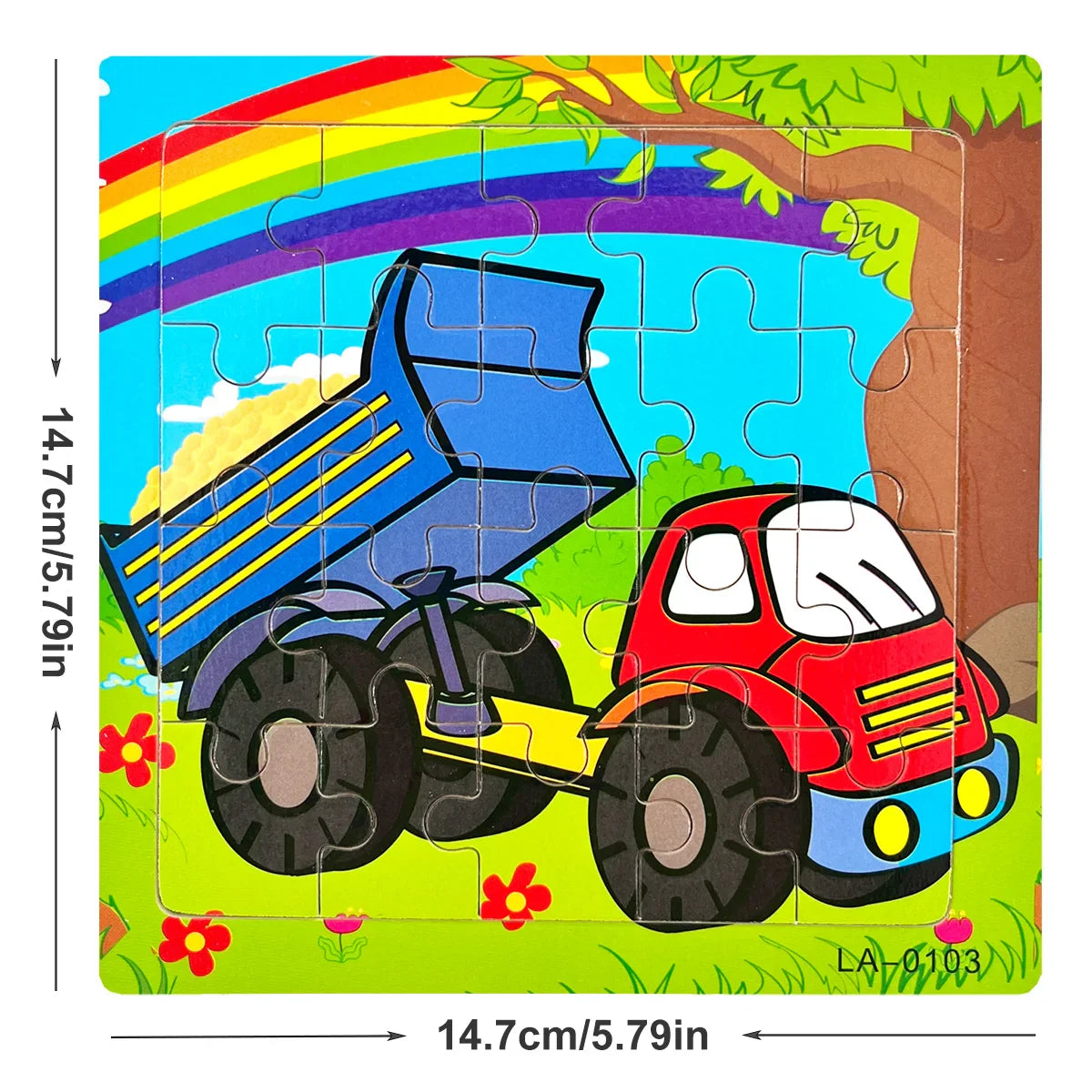 14.7cm Wooden Jigsaw Puzzle – Transportation & Marine Animal Educational Toy for Kids