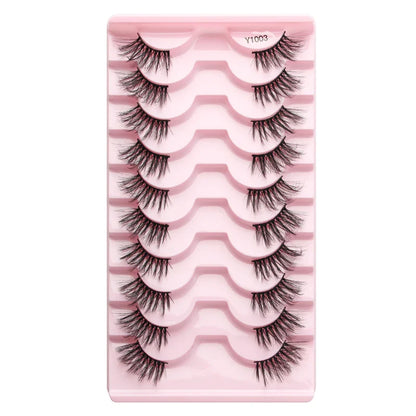 SHIDISHANGPIN 5/10 Pairs Cat Eye False Lashes – 3D Mink Half Lashes, Eyelash Extensions for Natural Makeup, Faux Cils Maquiagem