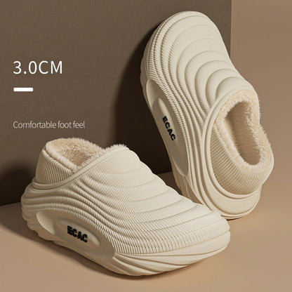 Waterproof Cotton Slippers for Men & Women – Warm Winter Home Shoes, Non-Slip Cozy Couple Cotton Slippers Indoor Comfort Footwear