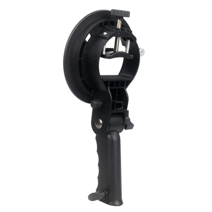 Handheld S-Type Bracket Holder with Bowens Mount — Compatible with Speedlite Flash, Softbox, Snoot & Umbrella
