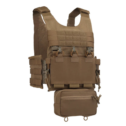 Tactical Vest LV119 Plate Carrier Set – Lightweight OTB Maritime Airsoft Hunting Vest with Underbelly Bag & Triple Mag Pouch
