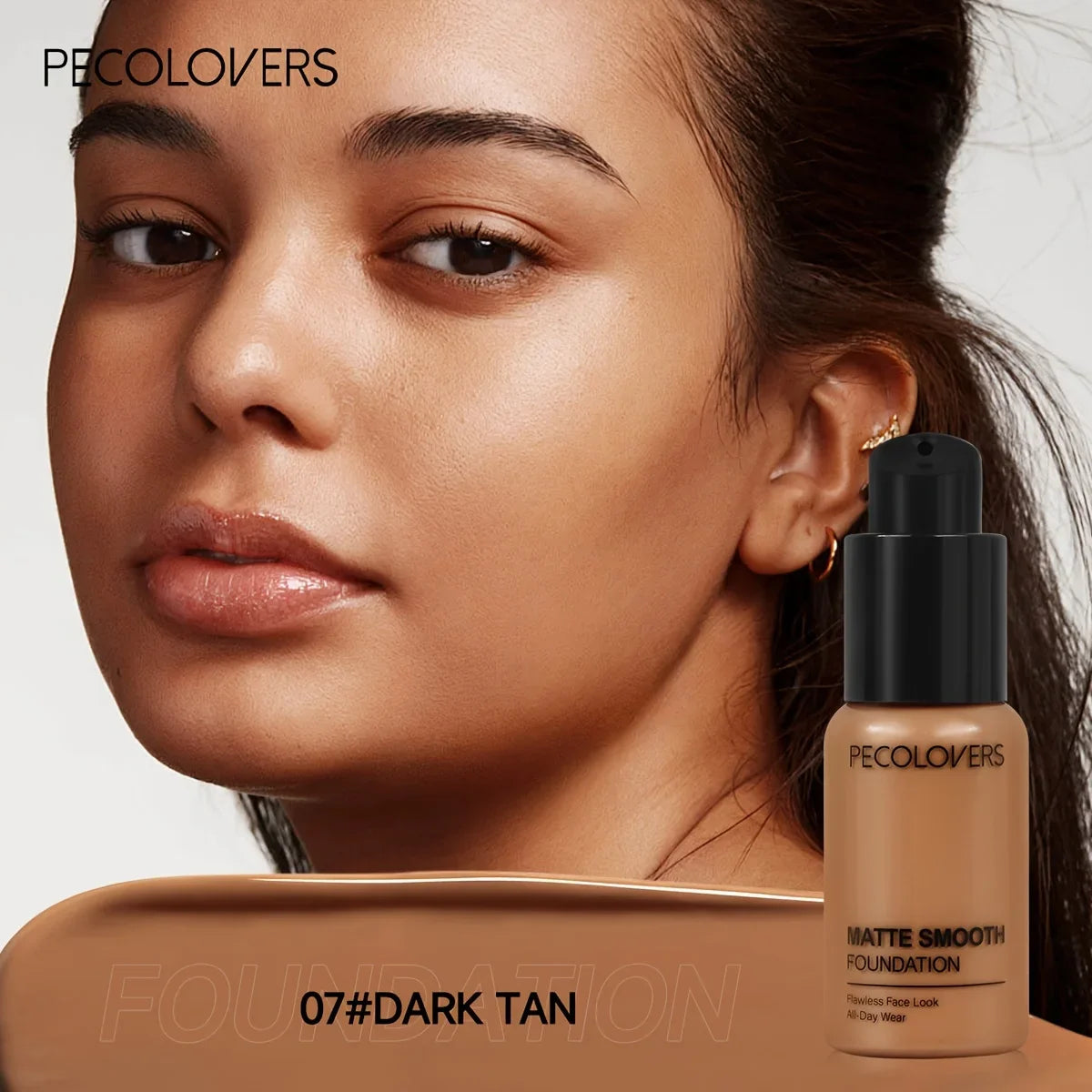 PECOLOVERS Matte Liquid Foundation – Oil-Control, Waterproof Full Coverage Concealer for All Skin Tones