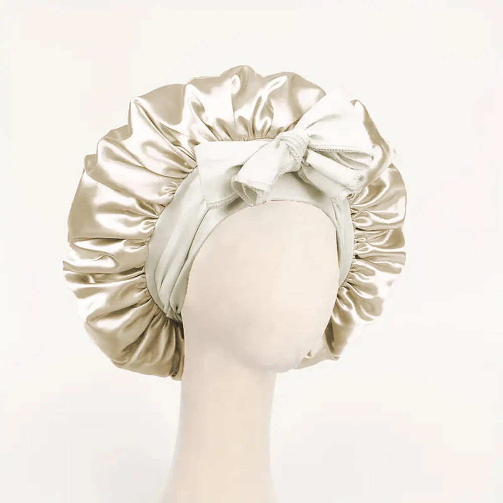 Satin Silk Bonnet – Adjustable Sleeping Hair Bonnet with Tie Band for Women & Men