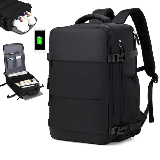 Travel Backpack with 15.6-Inch Laptop Compartment - Waterproof Design and Shoe Storage, Unisex Backpack