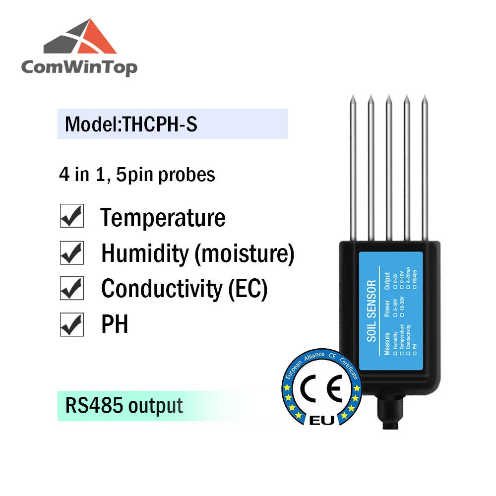 7-in-1 Soil Moisture, Temperature, Humidity, EC, pH & NPK Sensor with RS485, 4-20mA or 0-5V Output
