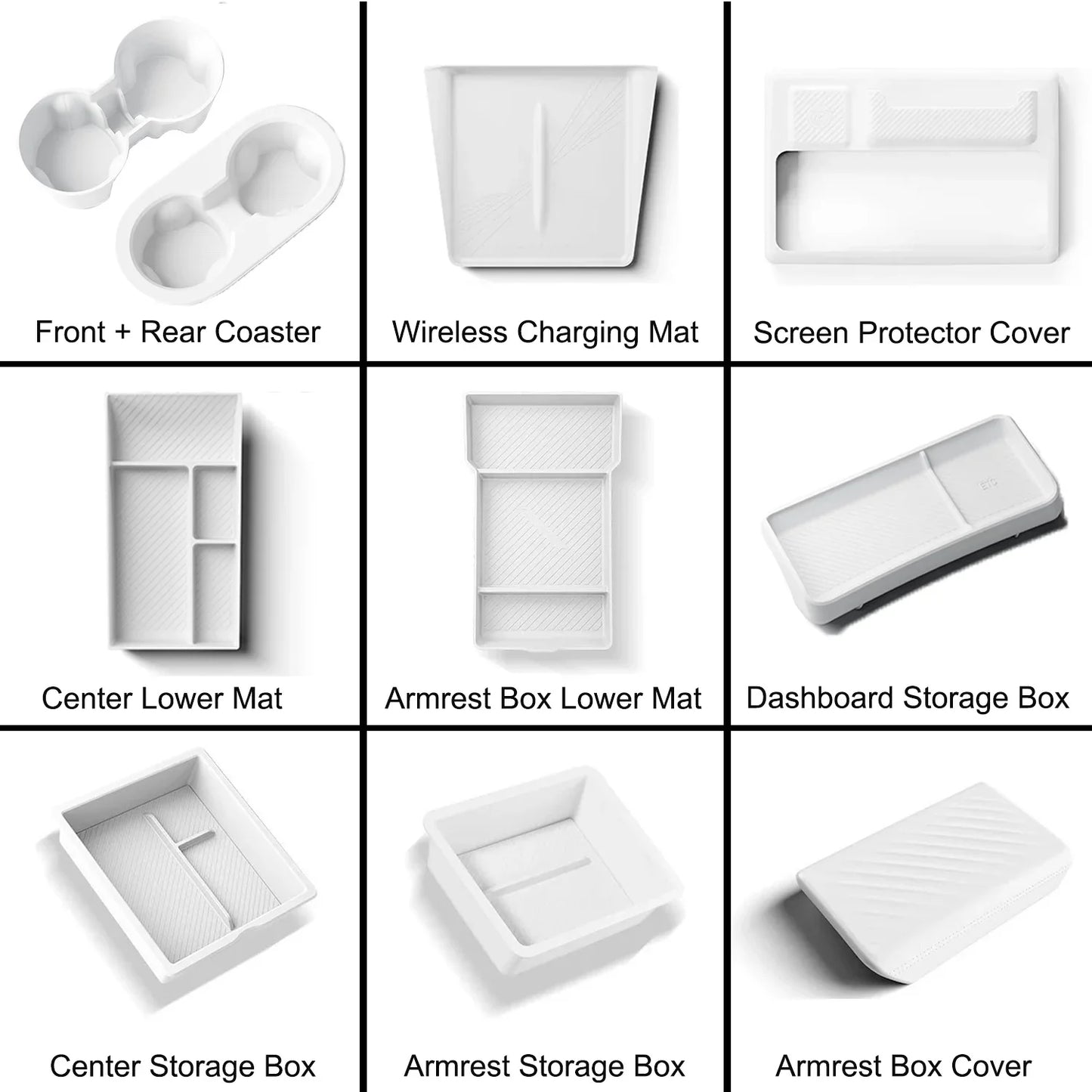 Tesla Model Y Juniper 2025 Center Console Armrest Organizer – Cup Holder & Storage Box Interior Upgrade Kit
