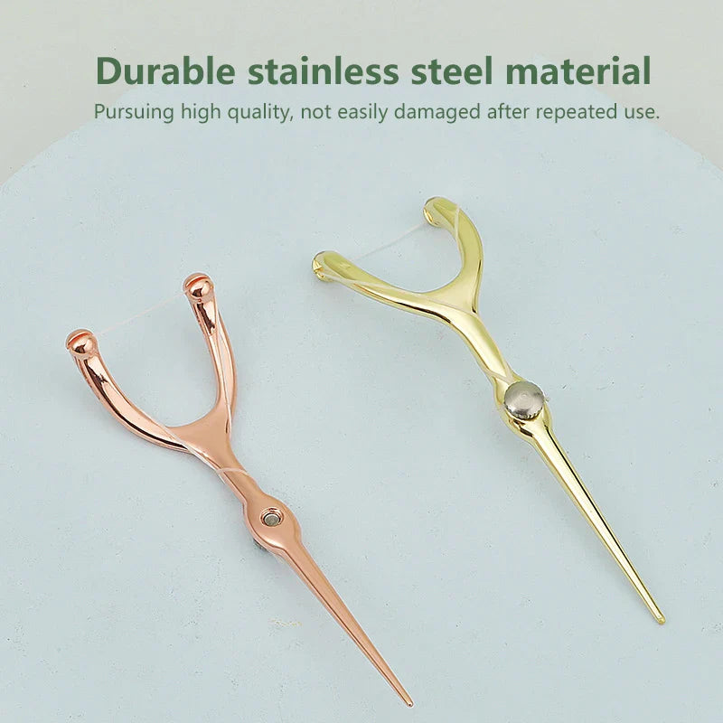 Stainless Steel Toothpick & Dental Floss Holder Set – Reusable Y-Shape Eco-Friendly Teeth Cleaning Tool