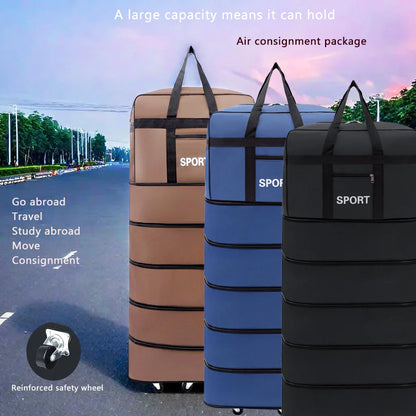5-Layer Folding Wheeled Travel Bag – Large Capacity Waterproof Durable Luggage for Weekend Trips & Overnight Travel