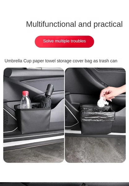 Car Trash Can & Storage Bag — Foldable Hanging Seat Back Organizer for Car Door & Interior Storage