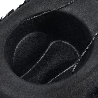 Women's Cowboy Hat – Wide Brim Solid Color with Furry Trim for Parties & Outings