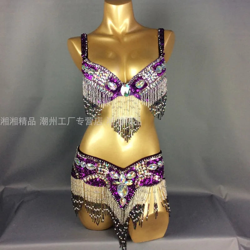 Sexy Girl Belly Dance Costume Set – Bra & Belt Set in 10 Colors for Ladies Bellydancing