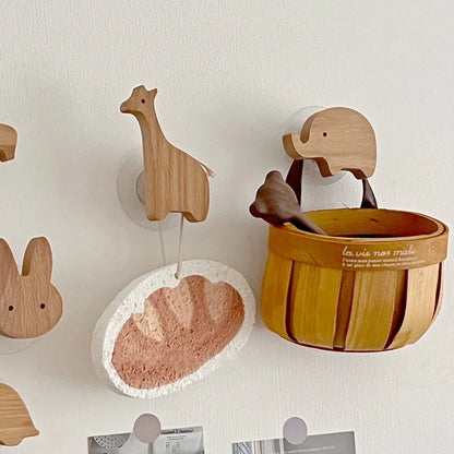 Wooden Drawer & Wall Hooks — Animal Keychain, Coat & Wardrobe Hanger, Cute Home & Kitchen Decor Accessory