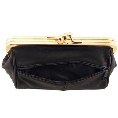 BELLO TUTTI Leather Mini Coin Purse - Women’s Small Wallet with Metal Clasp, Key Holder & Card ID Pocket