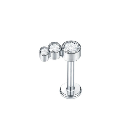 Titanium CZ Tragus & Helix Stud – Internally Threaded Labret Lip Ring Piercing Earring (1PC)