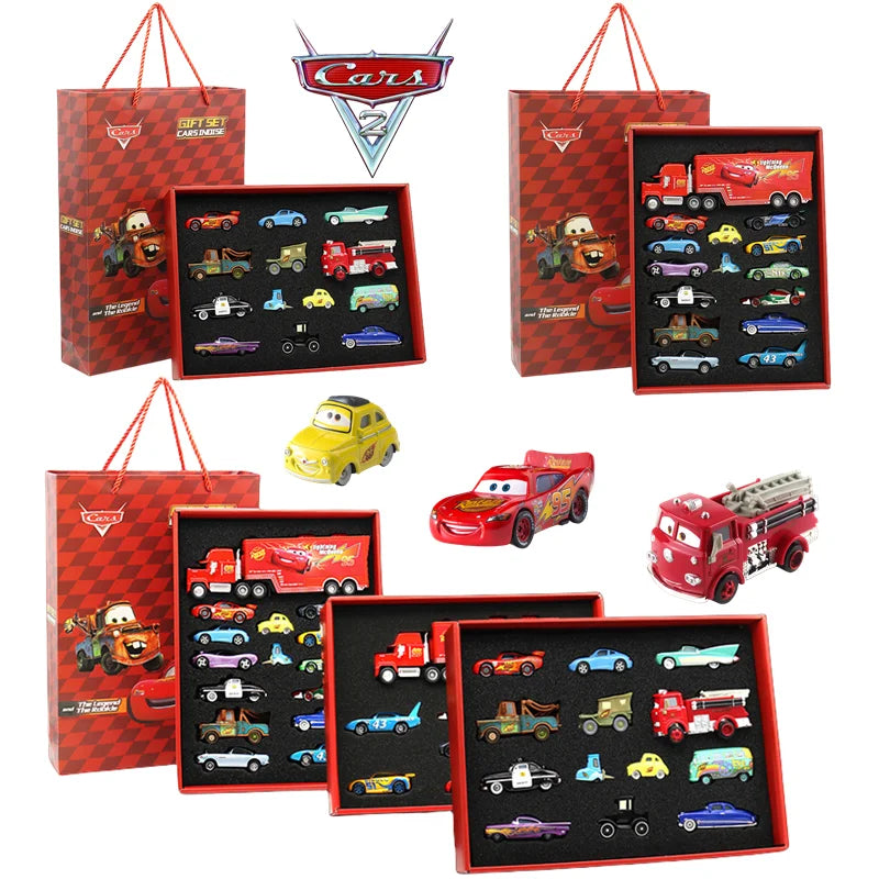 Disney Pixar Cars 3 Diecast Toy Set - Lightning McQueen, Mater, Jackson, and Uncle Truck Champion Car Models for Boys, Birthday Gift