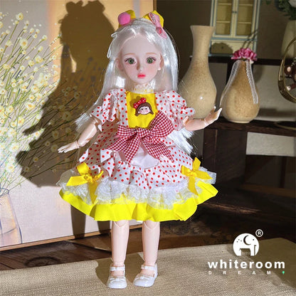 30cm 1/6 BJD Ball Jointed Doll – Starry Gray Eyes with Lolita Fashion Dress, DIY Toy Gift for Girls