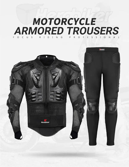 5XL Men's Motorcycle Jacket – Full Body Armor Protection for Motocross, Enduro Racing, Moto Gear & Protective Clothing