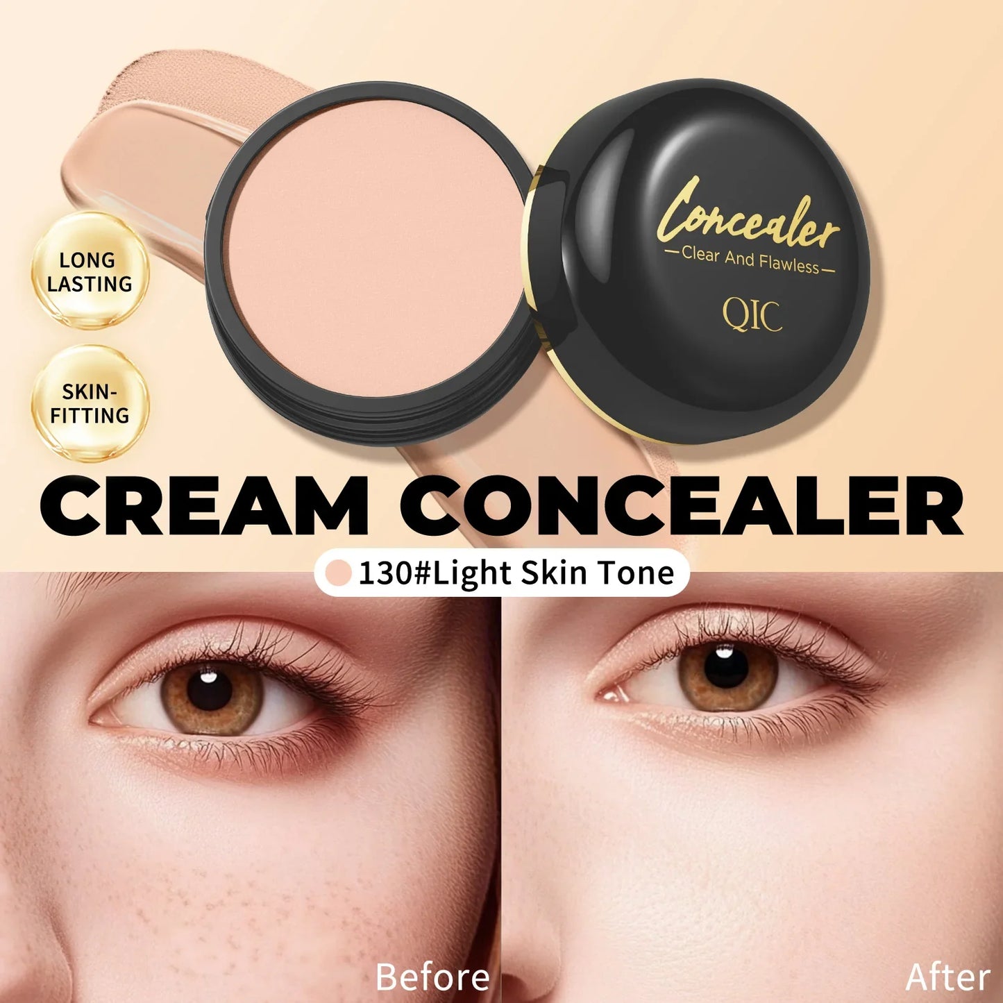 Waterproof Full-Coverage Concealer — Natural Finish Foundation for Tattoos, Scars, All Skin Tones & Types