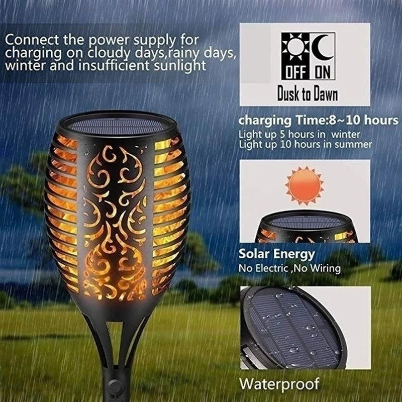 Solar Flame Torch Lights: Flickering Waterproof Outdoor Garden Decoration - Lawn Path Yard Patio Floor Lamps in 1/2/4/6/8/10Pcs