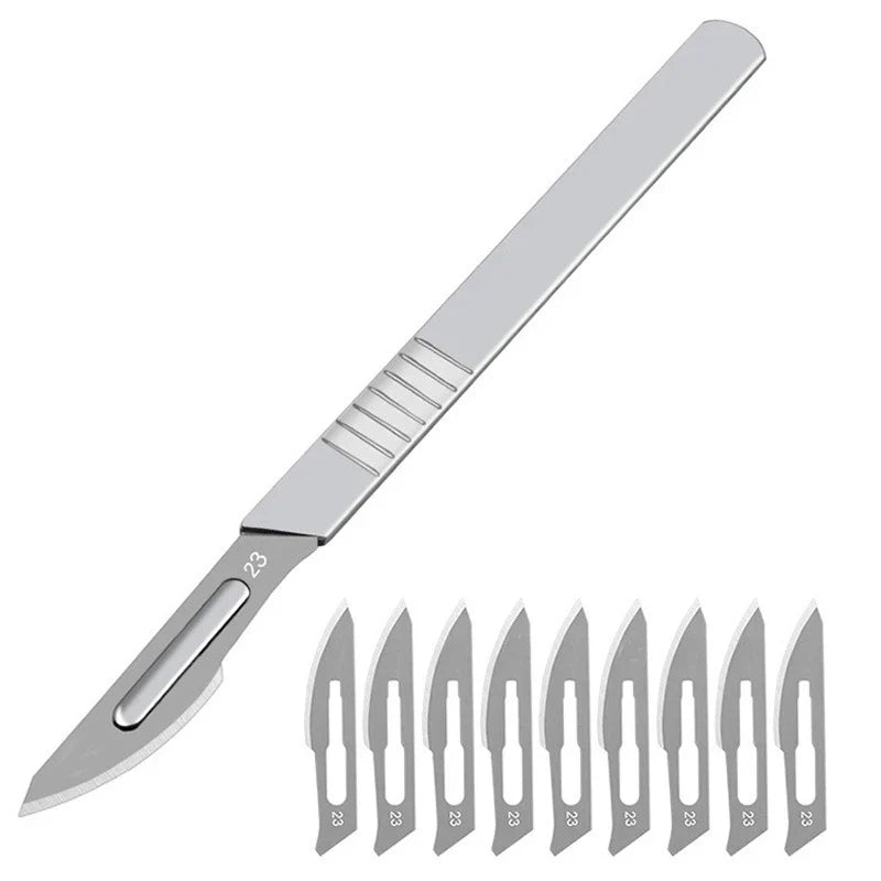 Carbon Steel Carving Knife Set – #11 & #23 Non-Slip Blades for Engraving, Mobile Phone Film, Paper Cutting & Handicraft Tools