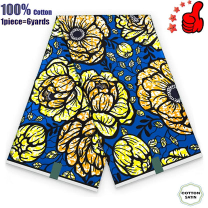 African Real Wax Print Fabric - 100% Cotton Ghana Nigeria Style Ankara Batik Sewing Material